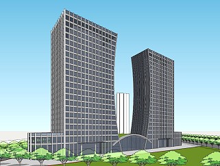 双子塔2DR现代高层办公楼